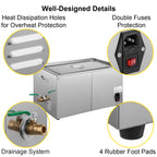 VEVOR Ultrasonic Cleaner Ultrasound Cleaner Portable Ultrasound cleaning Machine Multifunction 1.3L-30L Diswasher Home Appliance