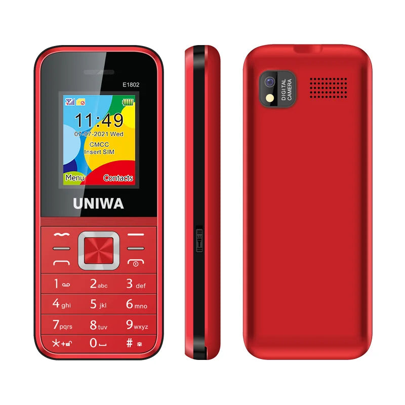 UNIWA E1802 GSM Senior Push-button Phone Long Standby Big Buttons Loud Sound FM Radio Dual Sim Unlocked Cellphone