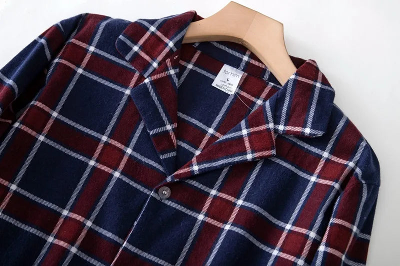 Men's Home Suits Long-sleeved Trousers Suits for Autumn and Winter Pijamas for Men Flannel Plaid Design Pajamas for Men