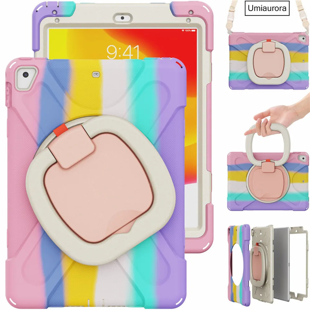 For IPad 7th 8th 9th 10.2 10th Gen Air 2 3 4 5 10.9 Mini 6 9.7 Pro 11 12.9 2022 Case Rotation Handle Stand Kids Shockproof Cover