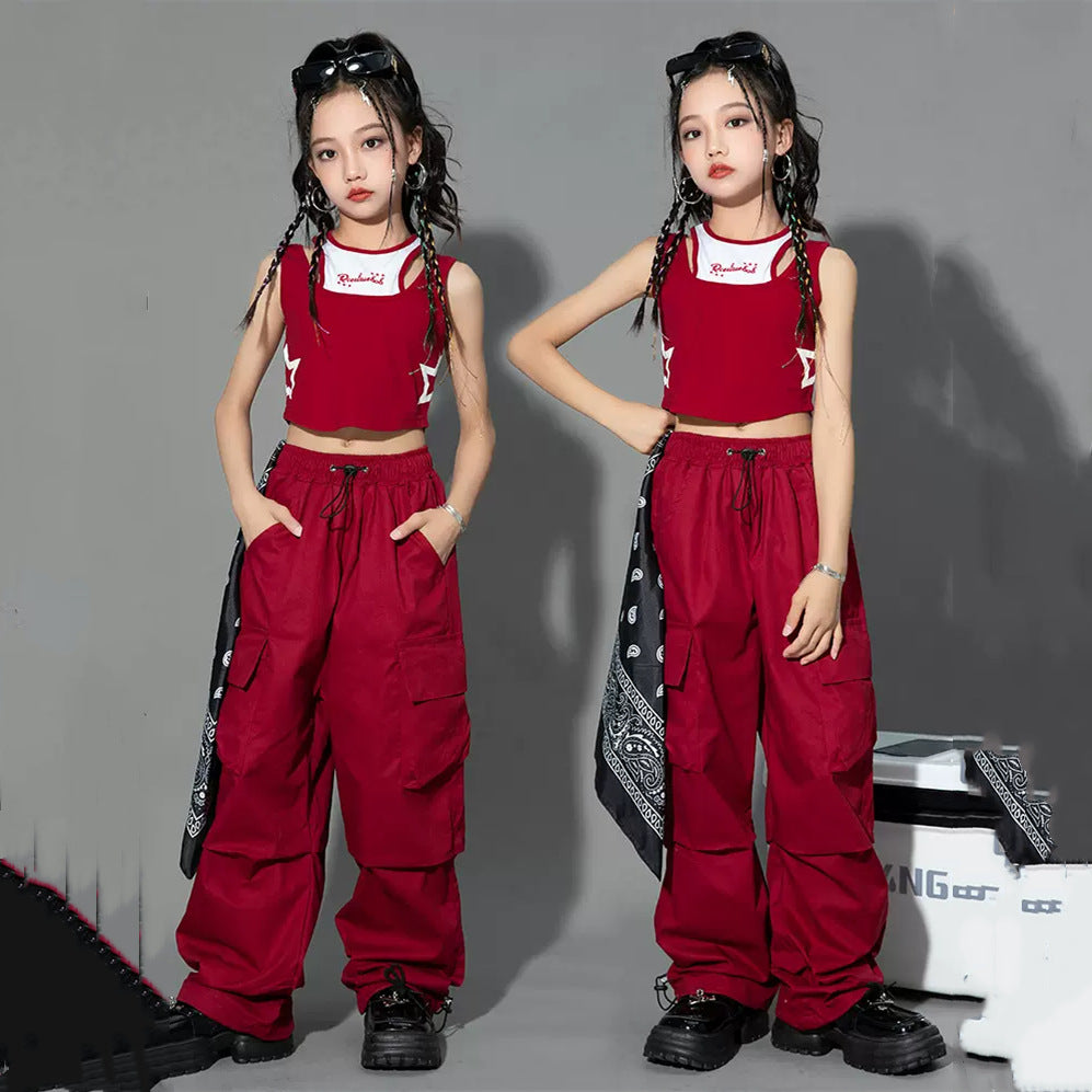 Cargo Pants for Teenage Kids New Summer Streetwear Hip Hop Sweatpants for Girls Baggy Wide Leg Straight Trousers 6 8 10 12 14 Y