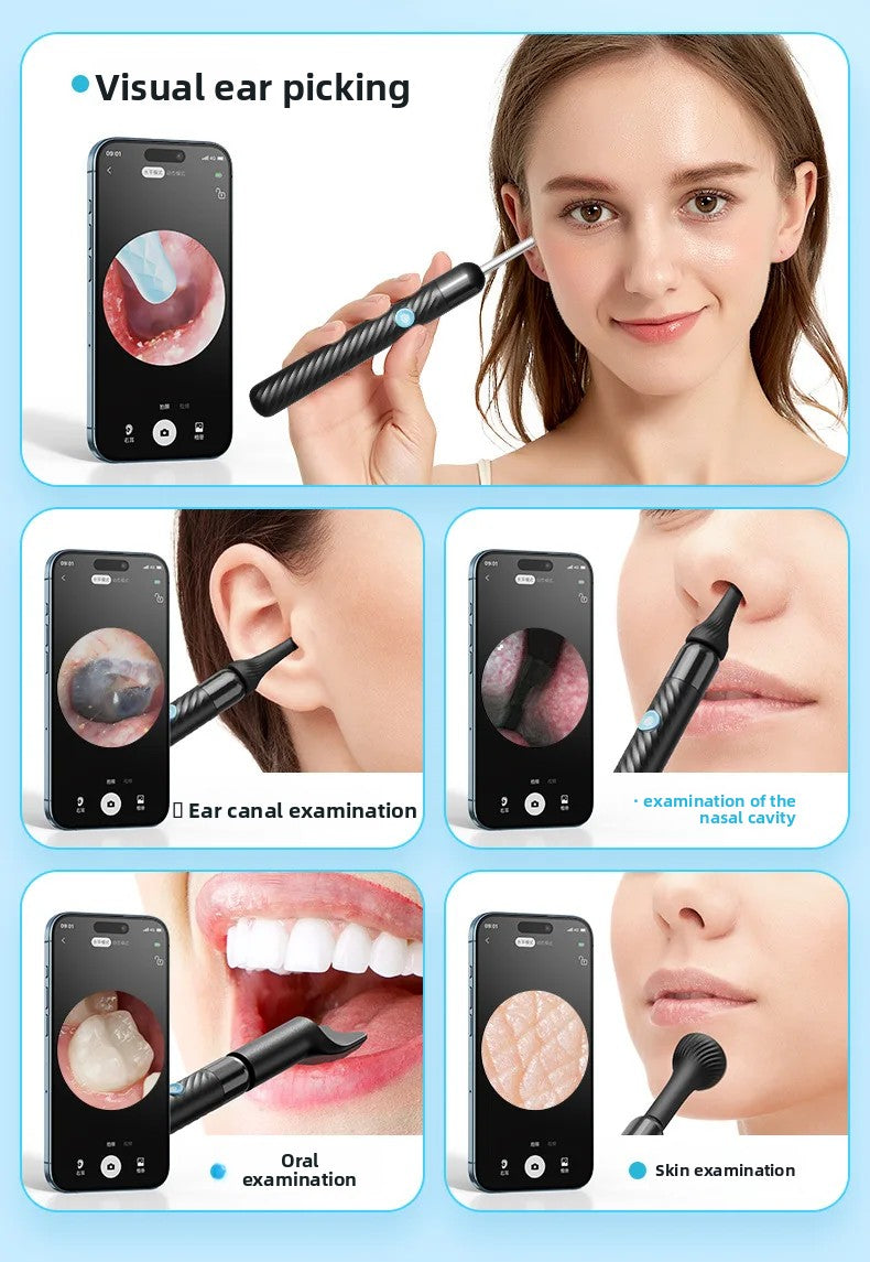 Wireless Ear Wax Removal With Camera Rechargeable Ear Cleaner HD Check Camera with Ear Spoon Set Canal Clean