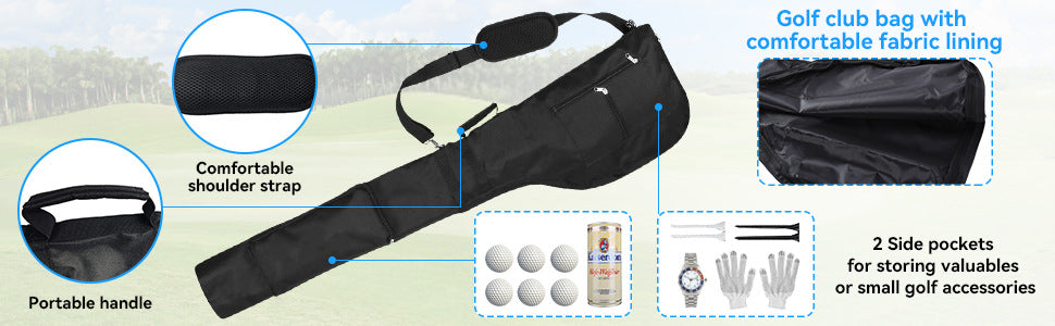 Golf Sunday Bag Golf Club Bag Mini Golf Bag Training Practice Golf Bag Travel Case Foldable