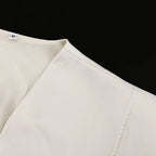 FANTOYE Sexy Deep V-Neck Long Sleeve Shoulder Pads Women 2 Piece Sets Beige Single Breasted Tops Short Pants Winter Lady Outfits
