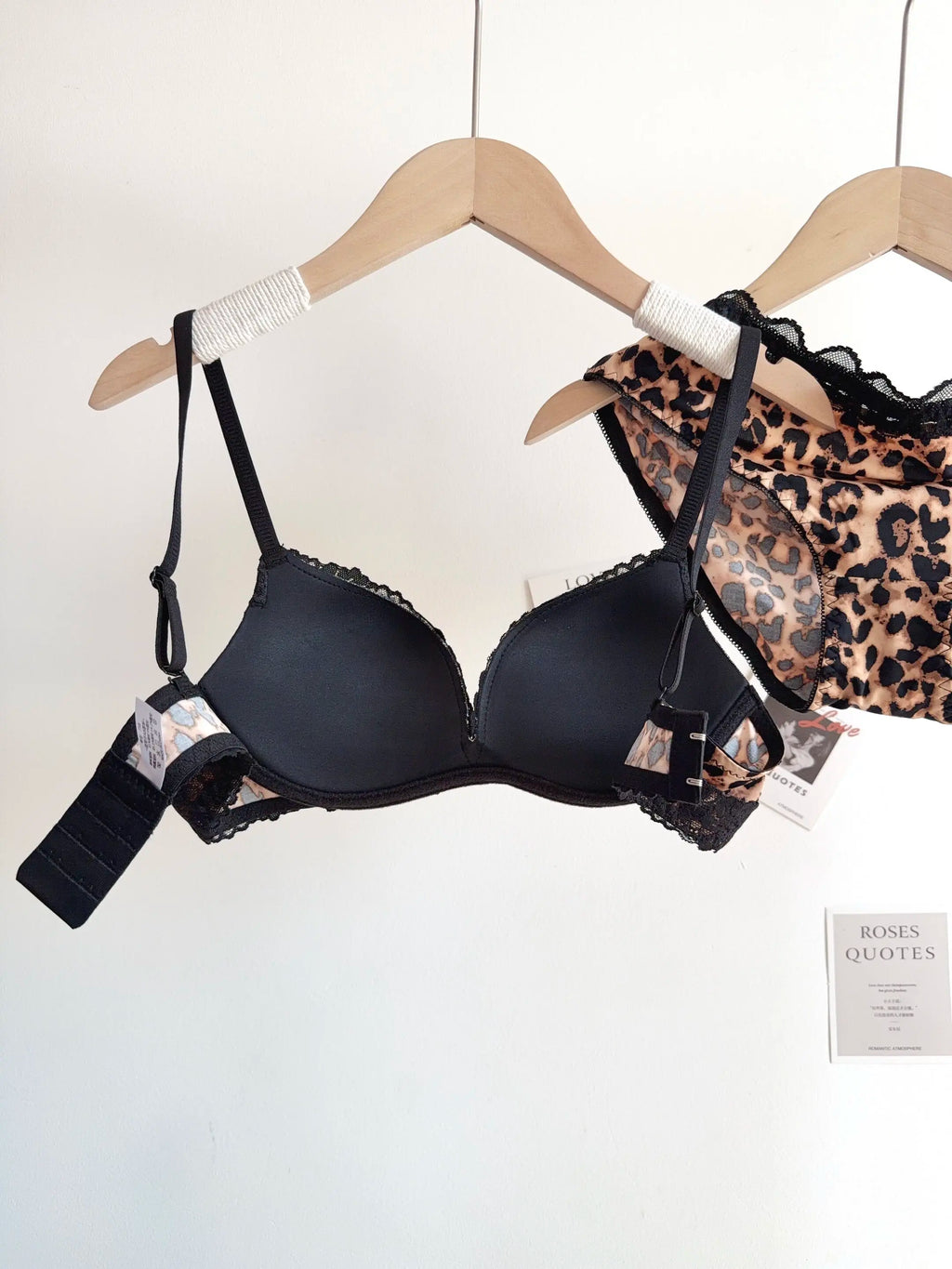 Sexy Leopard Print Lingerie Set Women Wireless Invisible Push Up Small Breasts,adjustable A To C Cup,sheer Lace Pure Design, S-X