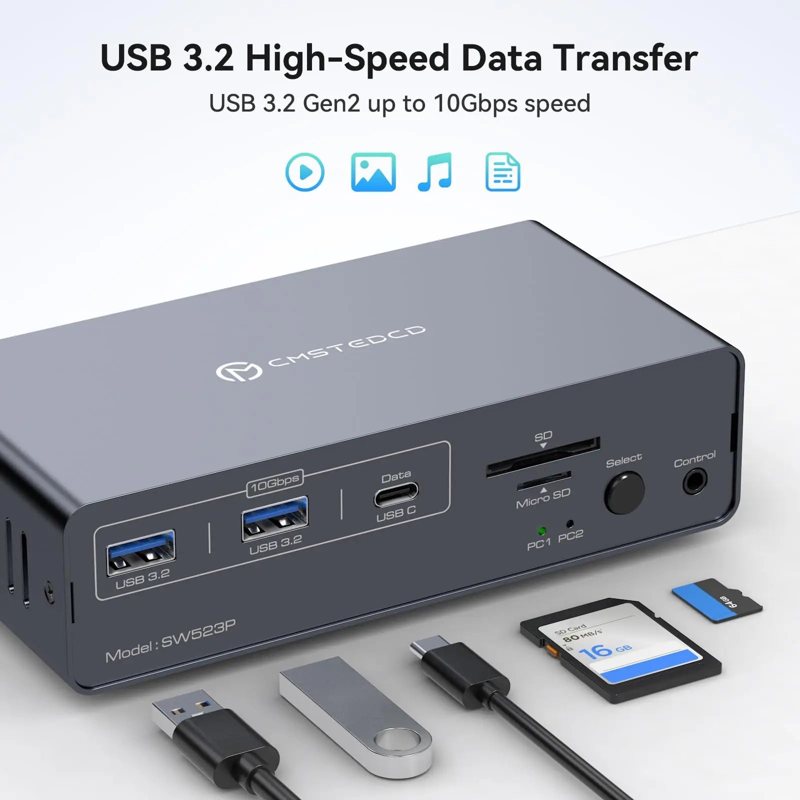KVM Switch 2 Monitors 2 Computers Docking Station USB C+HDMI/DP Input,4K@60Hz/120Hz DisplayPort Dual Monitor for Laptop Desktop