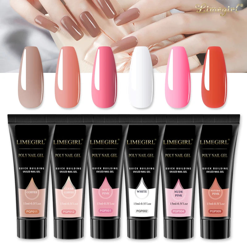 LIMEGIRL Nail Art Kit Poly Nail Gel Extending Soaking Gel Kit Nail Art Acrylic Gel Varnish Kit For Novices Semi Permanent Gel So