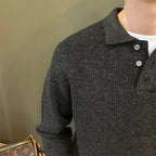 Winter Men's Solid Color Polo Neck Knitted Sweaters Casual Retro Warm Pullovers Knitwear Elegant Y2K Streetwear Jersey Hombre