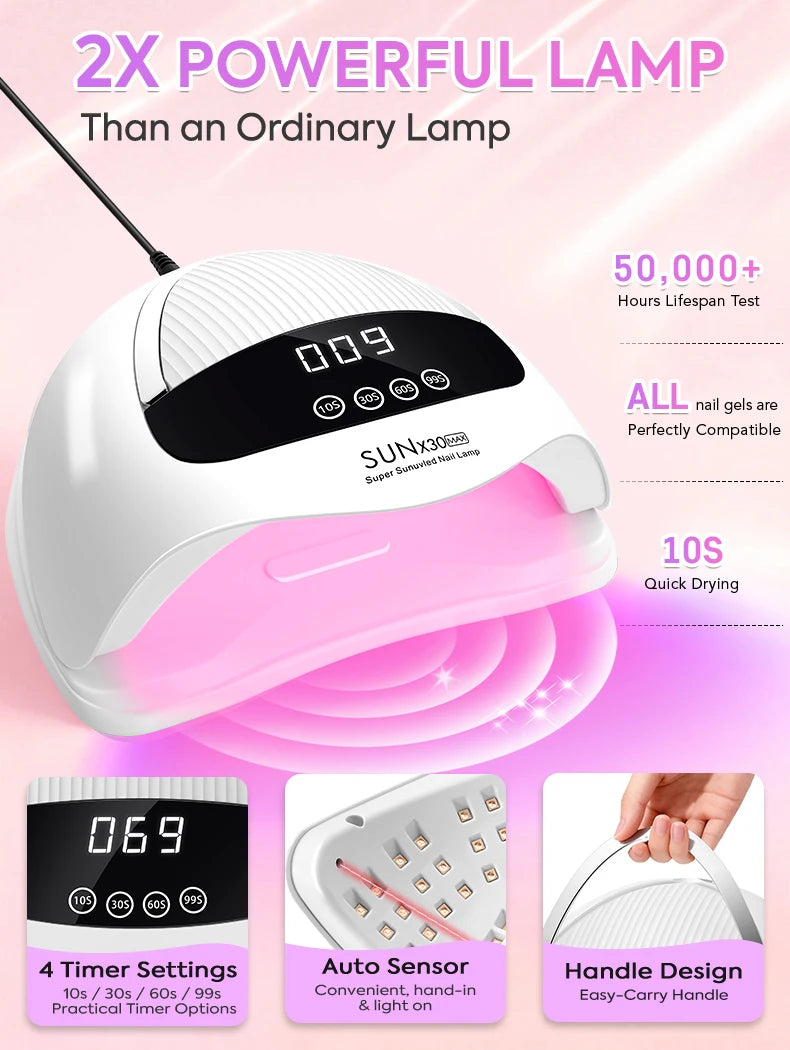 DianaBeauty UV Nail Lamp Portable Nail Dryer with Touch Screen Professional Manicure Lamp with Smart Sensor and Handle Nail Tool