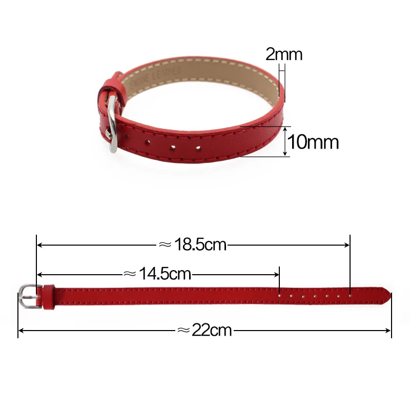 20pcs 10mm Genuine Real Leather Bracelet For Women Slide Letter Charms Wristband Jewelry Making DIY Pet Collar Keychain Band