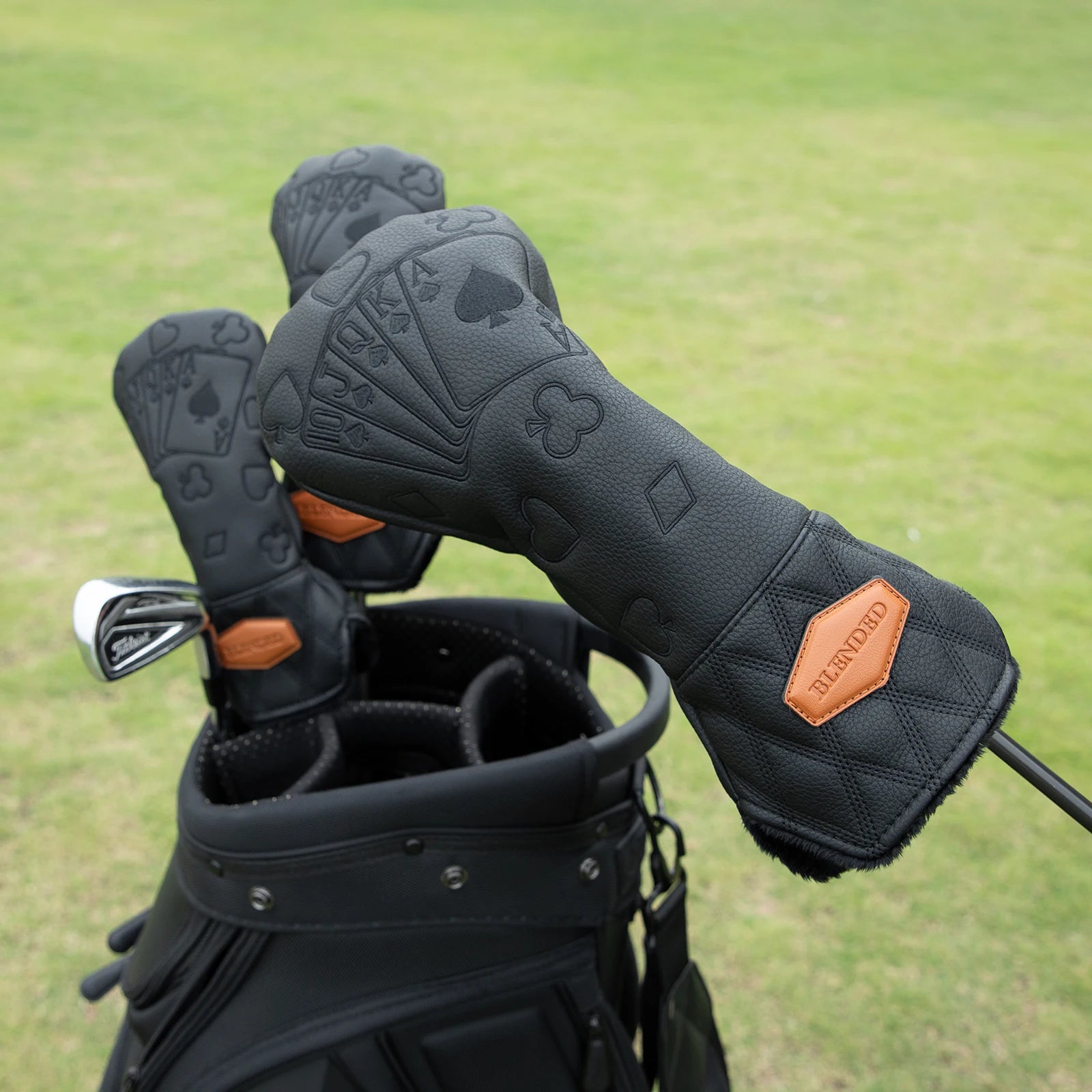 Black Lucky Poker Design  High Quality Headcovers Embroidery Golf Club Driver Head Fariway Wood  Hybrid Head Covers 3 Wood Headc