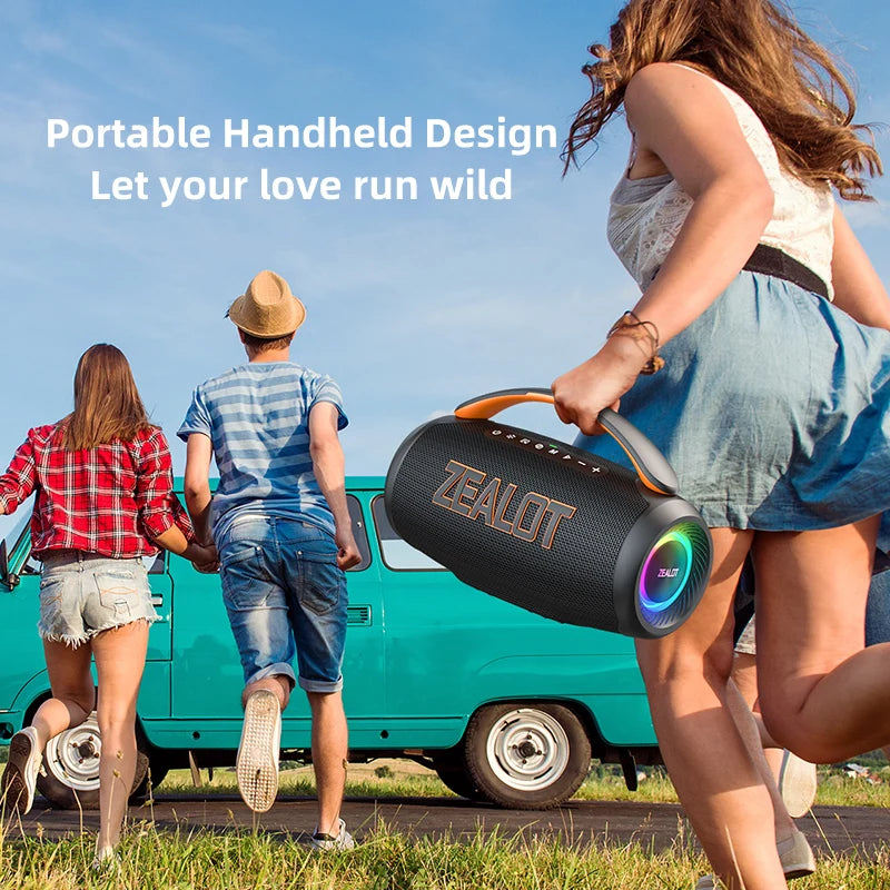 zealot-P12 Speaker 60W Bluetooth Speaker Portable Speaker with 10-Hour Playtime, Portable Handle, for Camping, Party,TWS,AUX