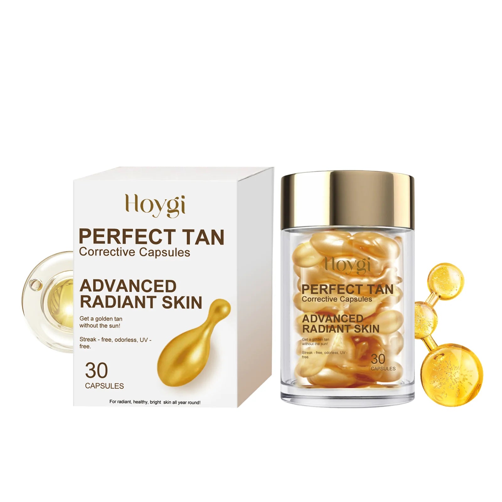 Portable Tanning Capsule Accelerate Natural Bronze Tan Moisturizing & Soothing Even Skin Tone Sunless Self-Tanning Serum