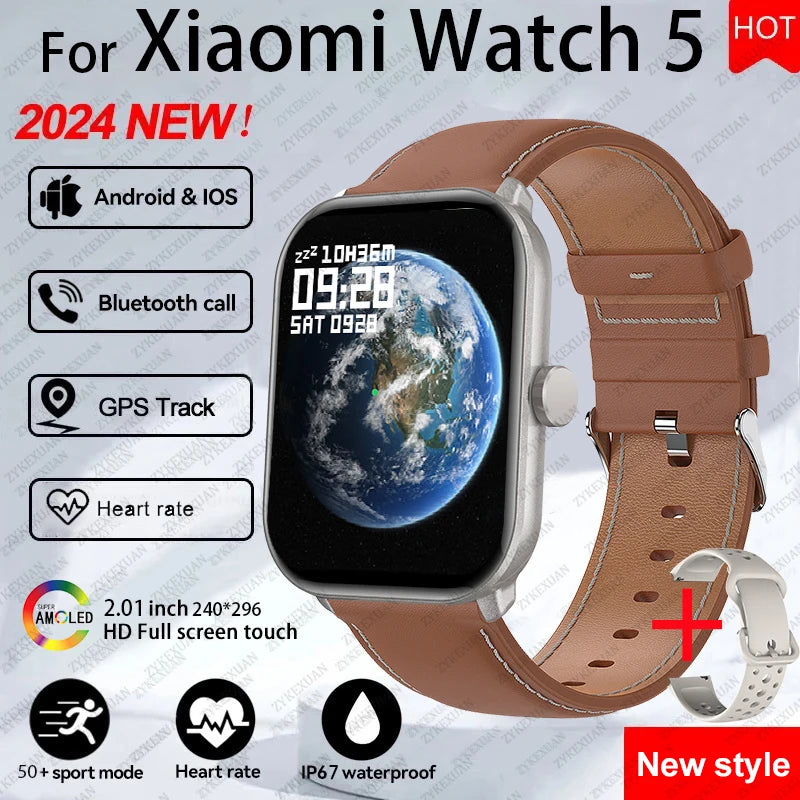 For Xiaomi Watch 5 Smart Watch Men HD AMOLED Screen Heart Rate Bluetooth Calling GPS Tracking Waterproof Sports SmartWatch Women