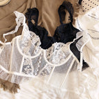 Hot Sale French Sexy Lingerie Set for Women Ultra Thin See Through Bra Panty Set Embroidery Lace Shaping Camisole Underwear Set
