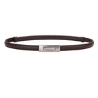 Adjustable Women’s Skinny Thin Belt, Classic Solid Color Genuine Leather Waistband for Trendy Coats and Dresses