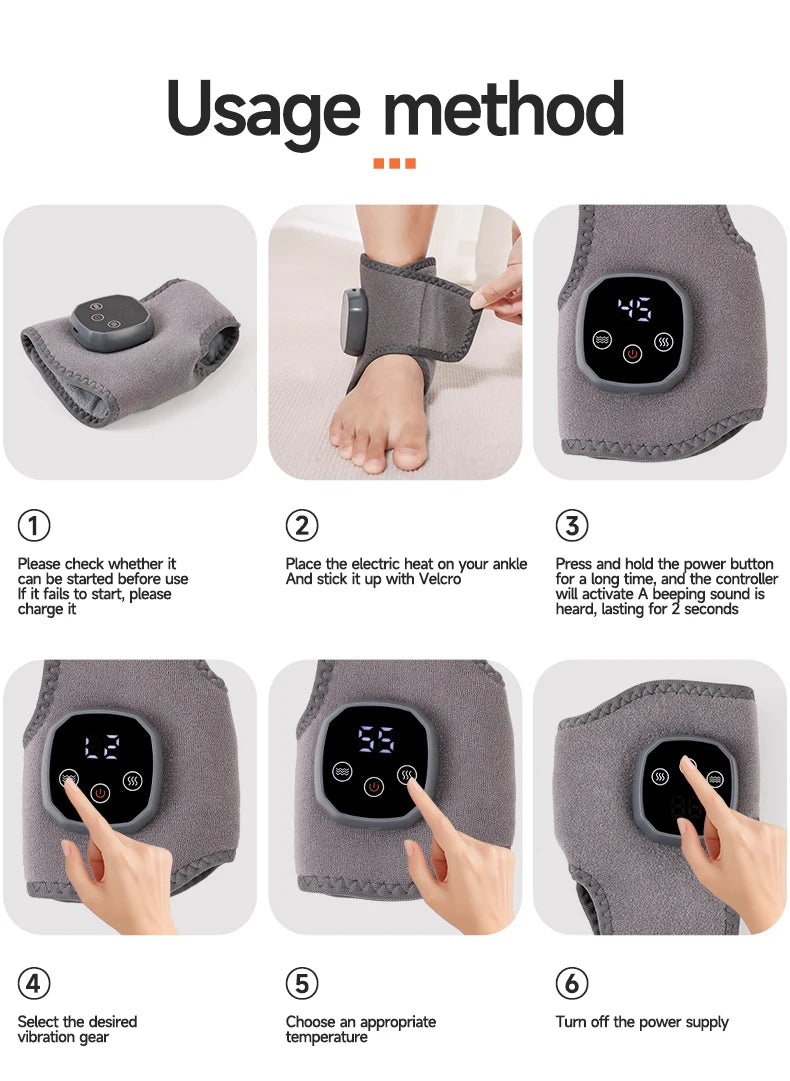 Electric Heat And Vibration Ankle Wrist Massager Hot Compress Therapy Ankle Massage Heated Wrap Support Brace Foot Protector
