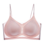 Ultra-Thin Breathable Ice Silk Top Bra Women's Seamless Back Halter Vest Wrap Bra Small Chest Together