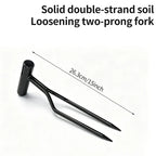 Handheld Dual-Prong Gardening Fork Carbon Steel Weeder Tool for Home Gardening & Soil Loosening