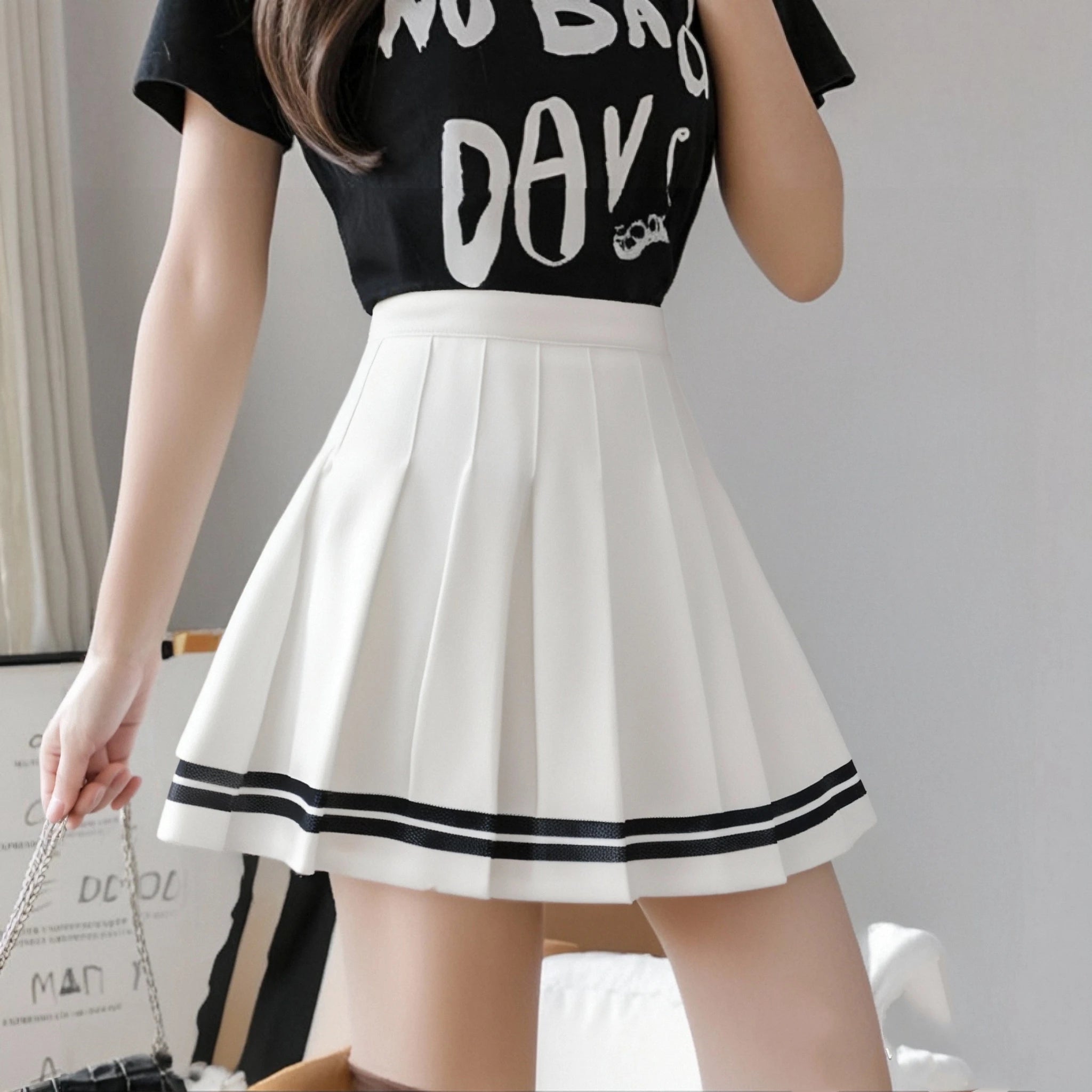 Vintage Korean Style Patchwork Skirt Harajuku JK Black Pleated Skirts Gothic Streetwear High Waist Mini Skirt Women Punk Skirt Main image
