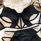 French Thin Cup Women Lingerie Set Sexy Hollow Lace Bra Set Summer Mesh Comfort Breathable Underwear Fish Bone Tops Intimates