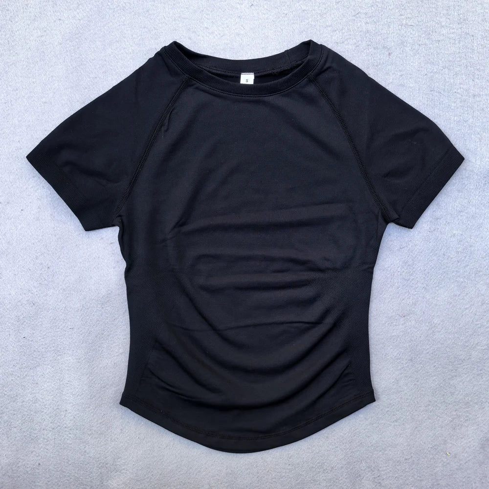 Seamless Yoga Top for Women Short Sleeve Gym Crop Top Light Weight Yoga Shirts Fitness Gym Shirts Stretchy Sports Shirts