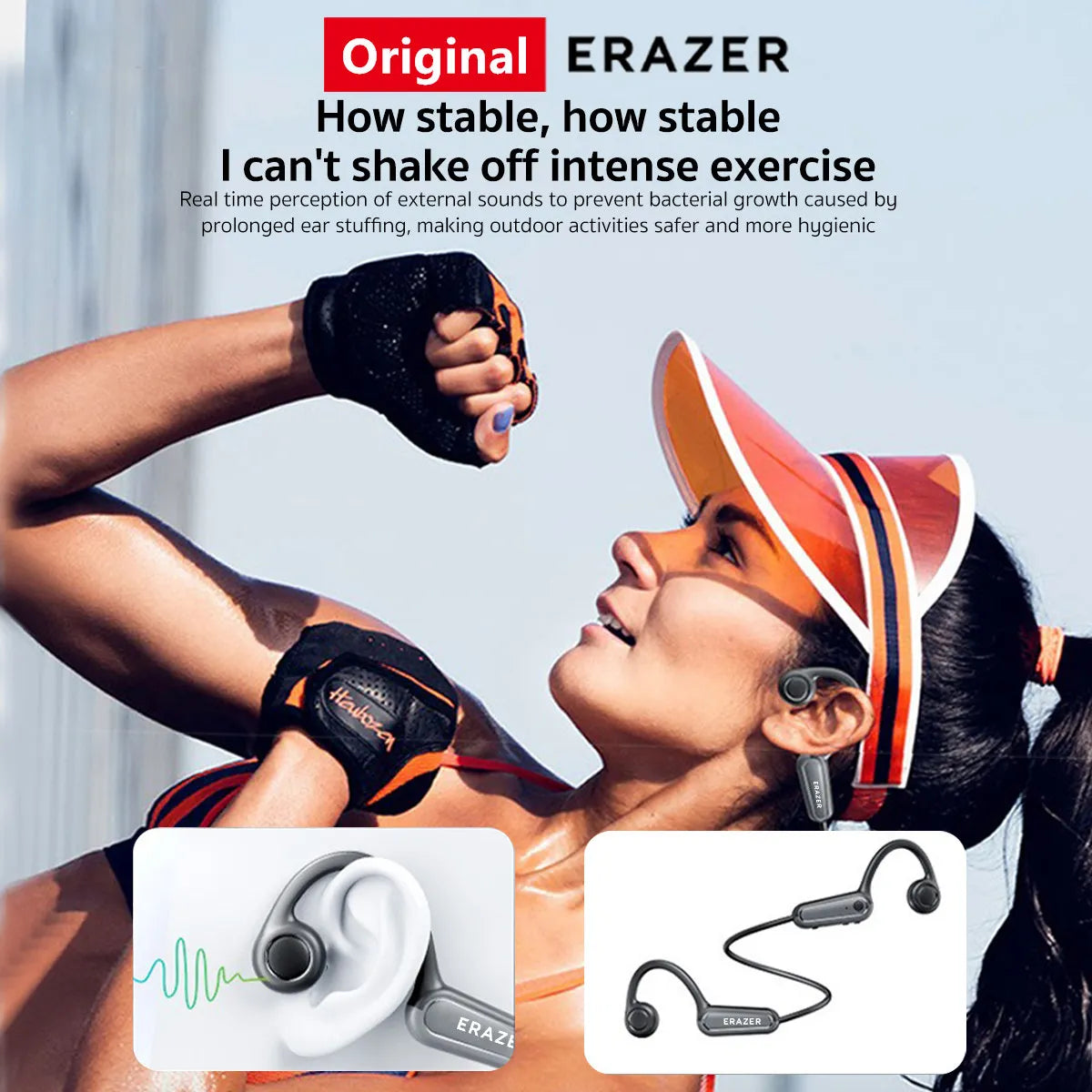Original ERAZER XF22 Earphone Bluetooth 5.4 Sports Wireless Headphones Bone Conduction Headsets with Mic Neckband headphones