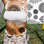 Lotus Henna Mandala Chest Temporary Tattoos For Women Underboob Adult Butterfly Turtle Lion Fake Tattoo Sexy Waterproof Tatoos