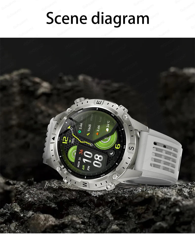GPS Smart Watch for Men 2G ROM GPS Offline Maps Waterproof Swim Hiking Fitness Tracker Sleep SpO2 Rugged Durable Smartwatch GPS