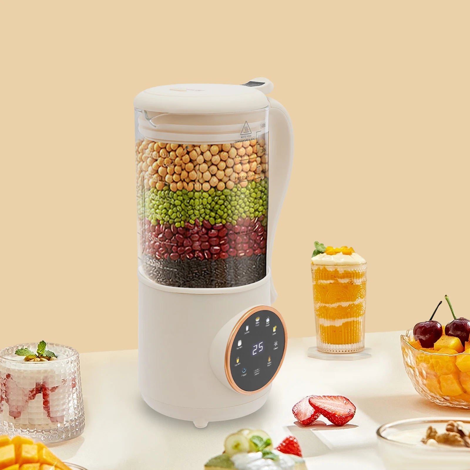 1.4L Nut Milk Maker Machine 1400ML Juicer Soy Milk Machine with 16 Blades for Homemade Plant Oats Almond Cereal Drinks