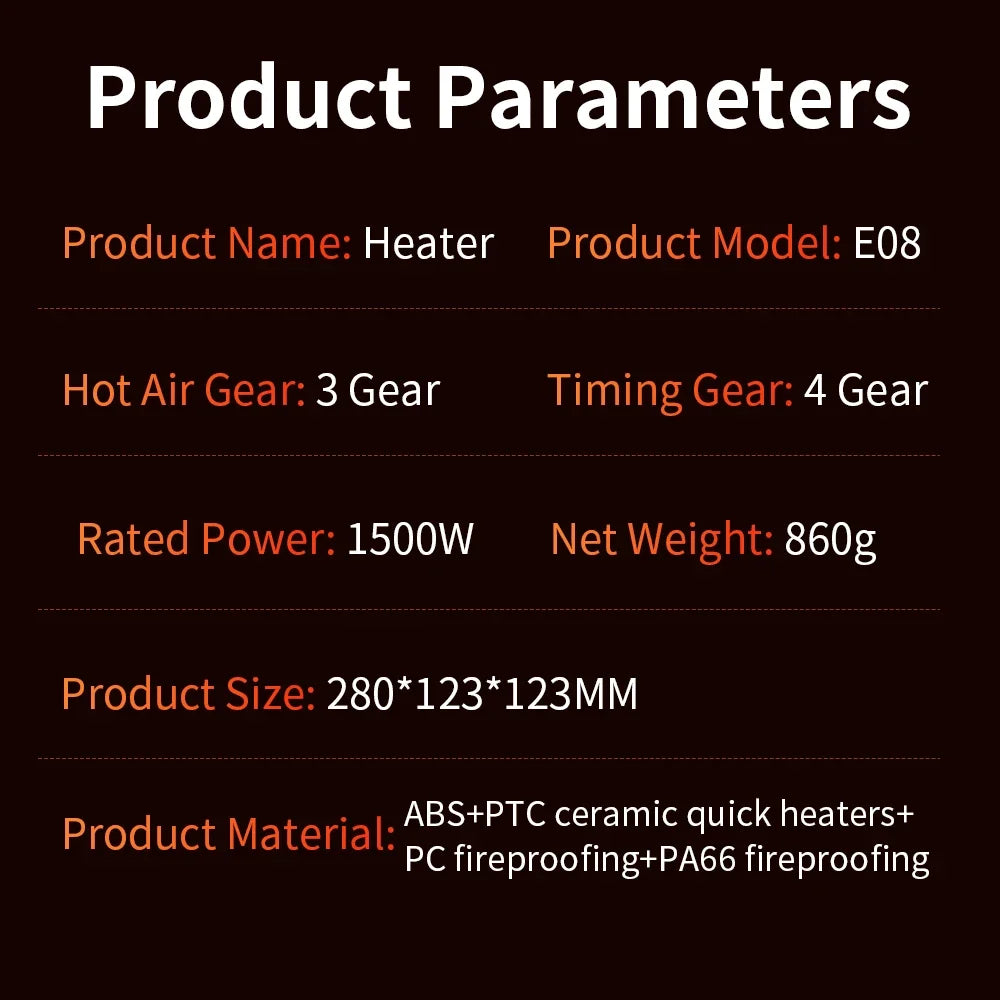 1000W Electric Heater Portable Mini Desktop Fan Heater Smart Hot Air Blower Home Bedroom Office Warmer Machine for Winter