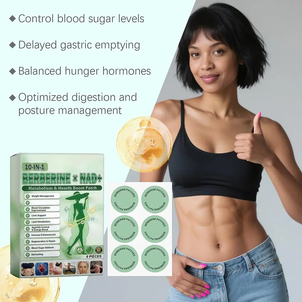 Berberine Patch Nano Microneedle Patch with Natural Ingredients, Daily Weight Management Body Firming Sticker for Women Men