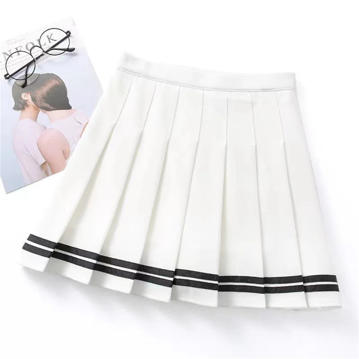 Vintage Korean Style Patchwork Skirt Harajuku JK Black Pleated Skirts Gothic Streetwear High Waist Mini Skirt Women Punk Skirt