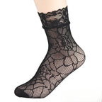 5 Pairs Floral Lace Socks Thin Breathable Short Socks Summer Mesh Lolita Fishing Net Women's Stockings Hosiery