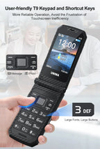 UNIWA X29 GSM Flip Phone 2.8 Inch Double Screen Dual SIM Big Font Big Button For Senior 2000mAh Wireless Radio  Russian Keyboard