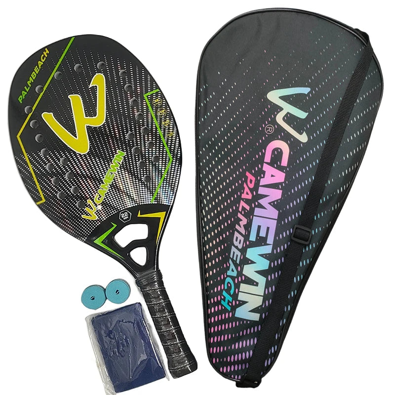 3K Camewin Beach Tennis Racket Full Carbon Fiber Rough Surface Outdoor Sports Racket For Men Women Adult Tennis Racket The New
