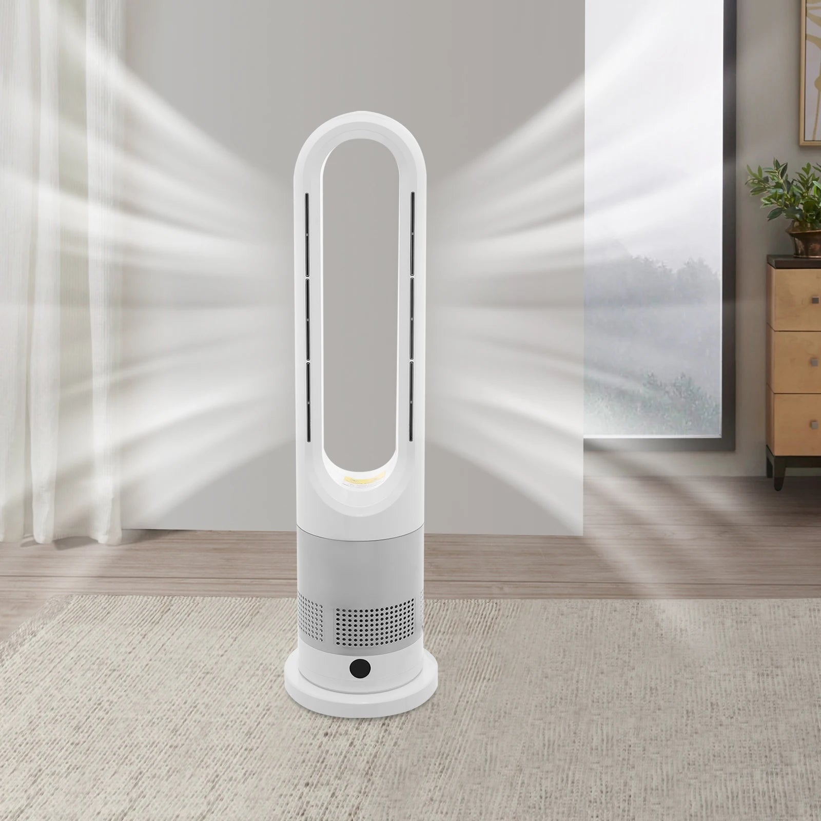 Cooling & Heating Bladeless Fan 220V W/ Timer Remote Control 8 Wind Speed Home Silent  Air Conditioner Heater LED Display Main image