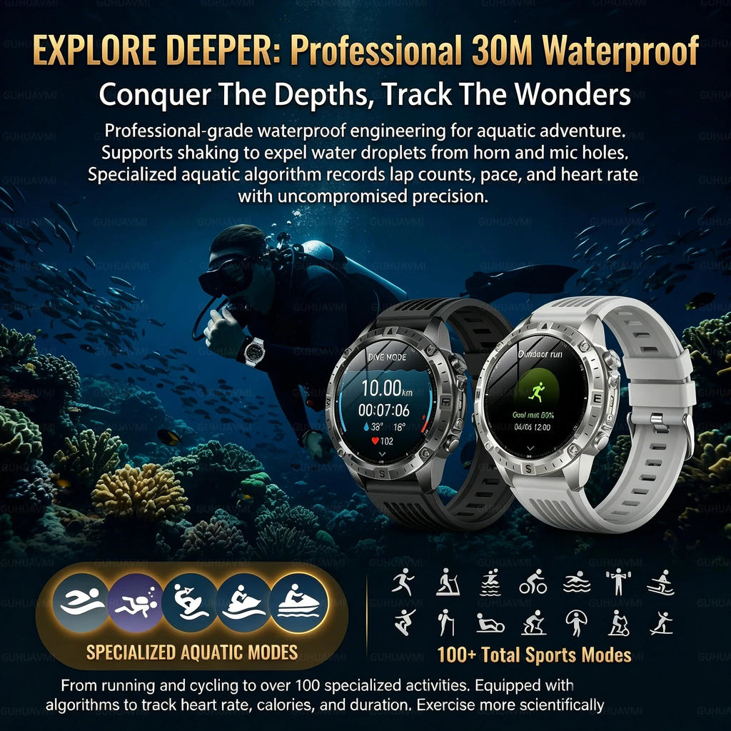 2026New Military T-Rex3 GPS Map Navigation Smart Watch 2GB RAM 1.43-inch AMOLED Screen 30M Waterproof Call Sports Smartwatch Men