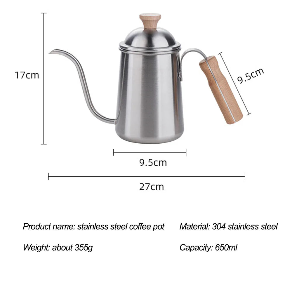Pour Over Coffee Kettle Gooseneck Stainless Steel Tea Kettle, Hand Maker Brewed Pot Bean Grinder Folding Filter Cup