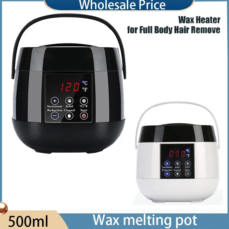 500ML Wax Heater Set For Body Hair Removal Unisex / Black And White Color Electric Display Screen Wax Heater / 200g Wax Beans