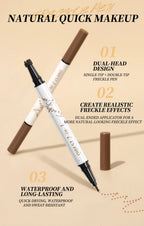 Qibest 2-In-1 Freckle Pen with Gourd-Shaped Head, Natural and Realistic, Sweat-Proof, Double-Ended Stamp Dot Pen Cosmetic Stick