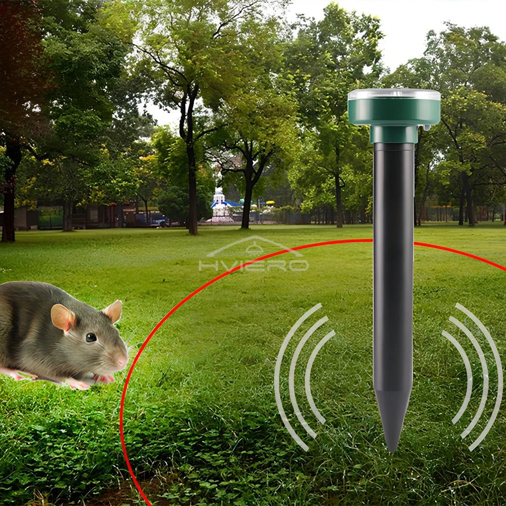 4/8X Solar Repeller Powered Ultrasonic Sonic Mouse Mole Pest Rodent Repellent Vibration Wave Yard Outdoor Garden Lawn Farm Field