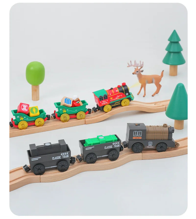 New Electric Train Set Compatible with Thomas Wooden Train Track Train Toys For Kids Christmas Birthday Gift