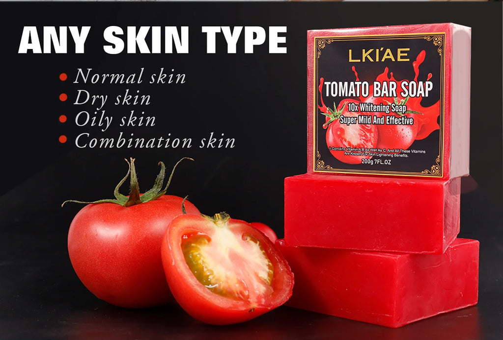AILKE Organic Tomato Soap Bar, Lightening Skin, Deeply Clean, Exfoliate, Remove Dark Spots, Moisturizing, For Face, Body, 200g