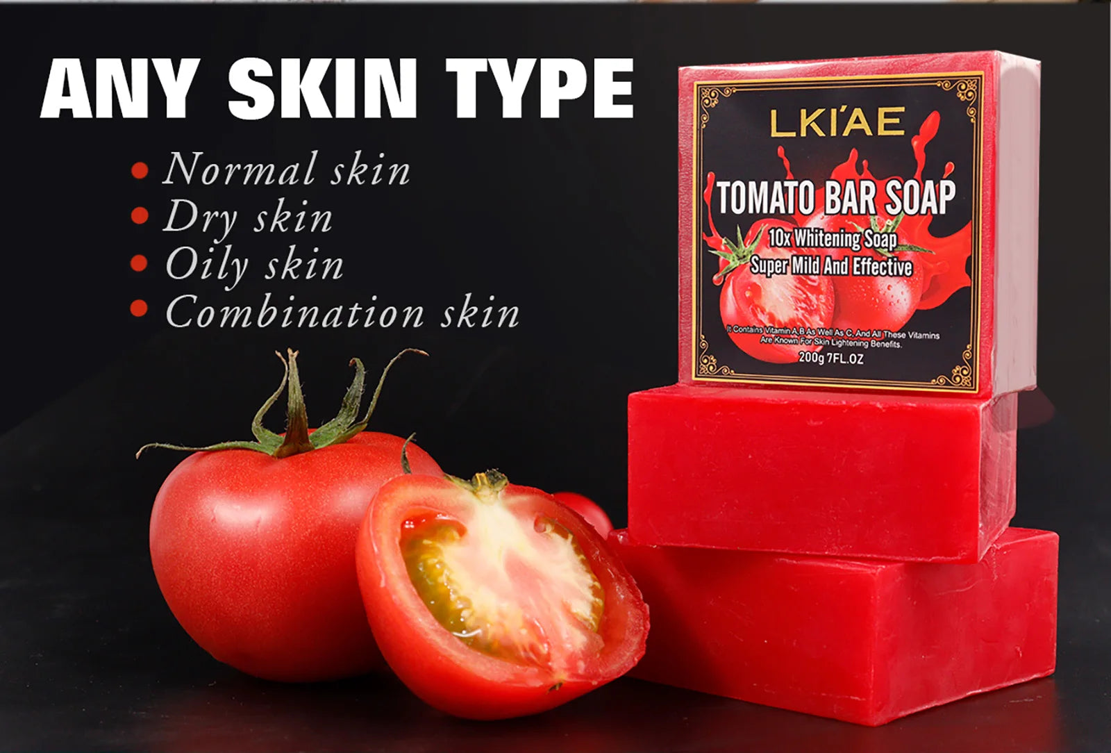 AILKE Organic Tomato Soap Bar, Lightening Skin, Deeply Clean, Exfoliate, Remove Dark Spots, Moisturizing, For Face, Body, 200g