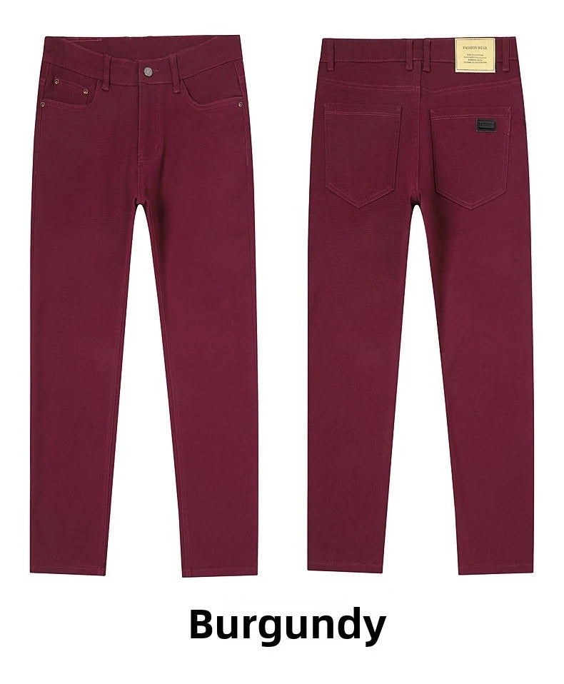 2026 98% Cotton Elastic Cotton Jeans Men's Spring Slim Straight Denim Pants Comfort Large Size Korean Business Casual Trousers