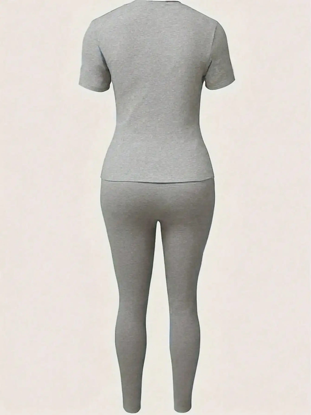 2026 women's new Paris printed two-piece set, casual short sleeved round neck T-shirt and tight pants long pants set