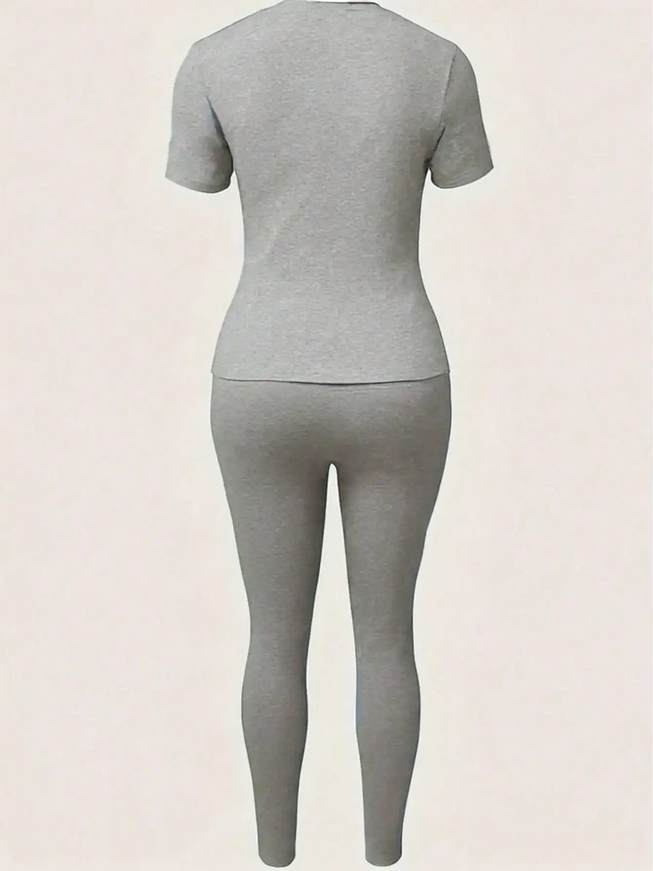 2026 women's new Paris printed two-piece set, casual short sleeved round neck T-shirt and tight pants long pants set