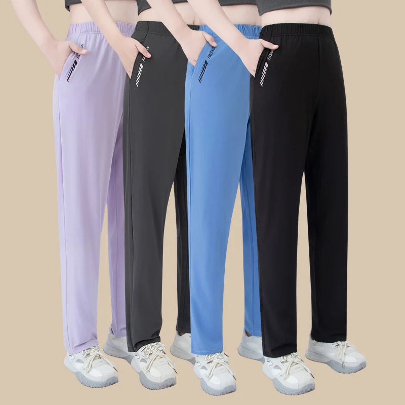 1/3 piece set summer women's letter printed pocket casual pants, comfortable plus size youth student sports running harem pants Main image