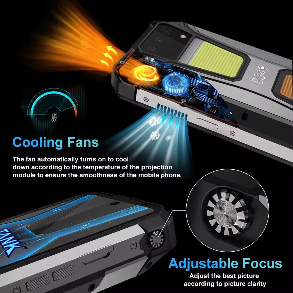 8849 Tank 2 PRO Projector Rugged Smartphone Android 2.4K 24GB 512GB 100MP Camera 23800mAh 120W Dual Sim OTG Phone